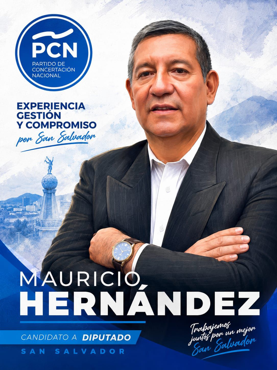 Afiche de campaña de Mauricio Hernández por San Salvador