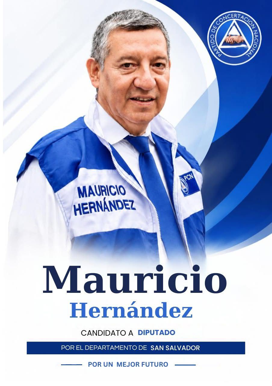 Retrato de campaña de Mauricio Hernández con chaleco del PCN